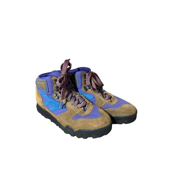 Vintage Hi tec hiking boots leather water resistant gorpcore sz 7 - Picture 1 of 7